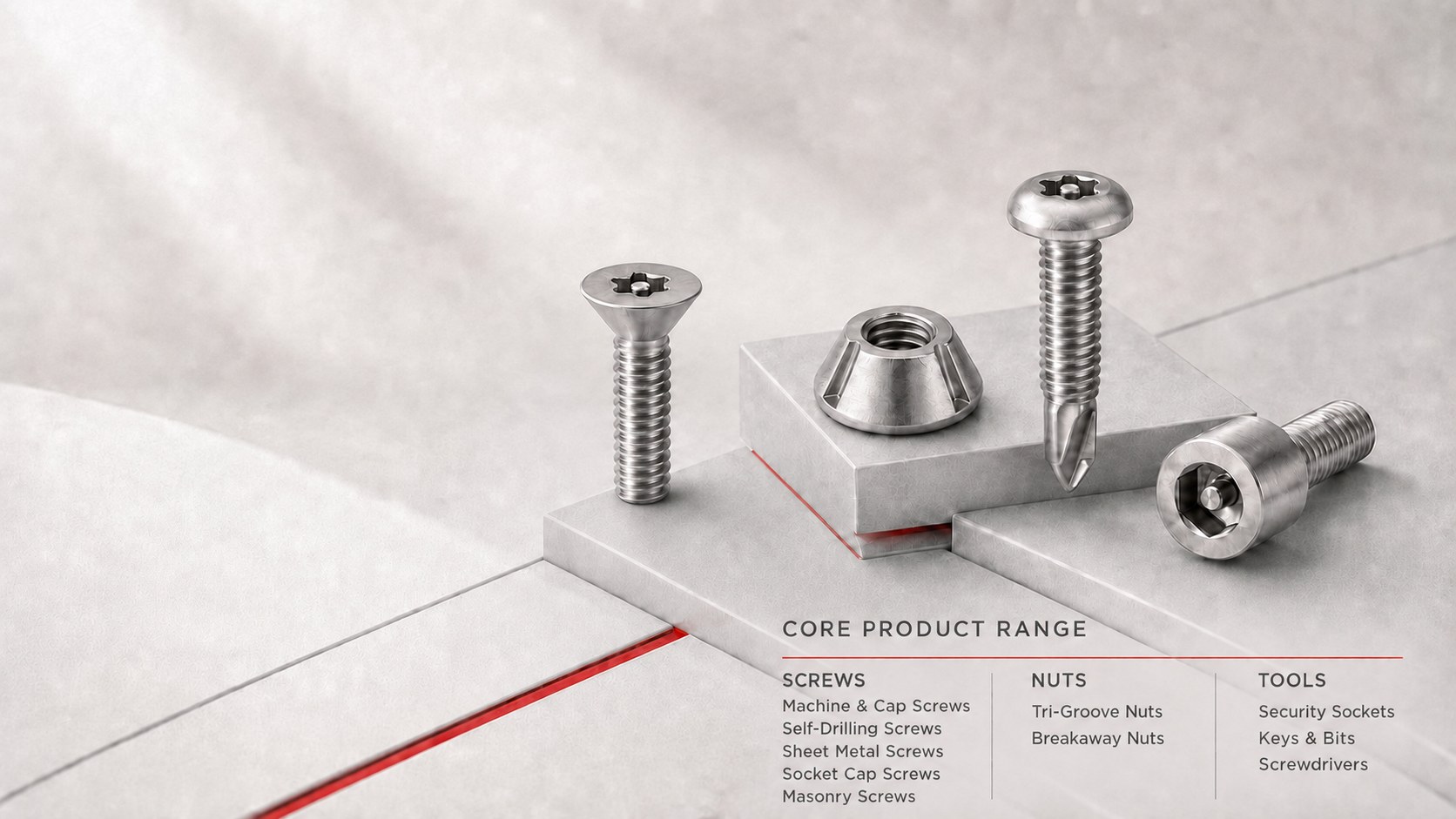 Security fasteners and installation tooling manufactured by Screw & Supply